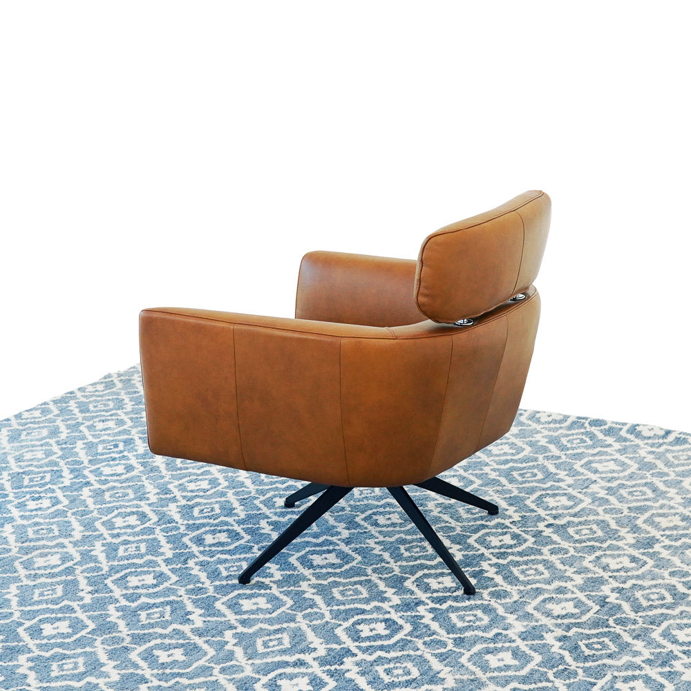 Megan Tan Leather Swivel Lounge Chair - MidinMod