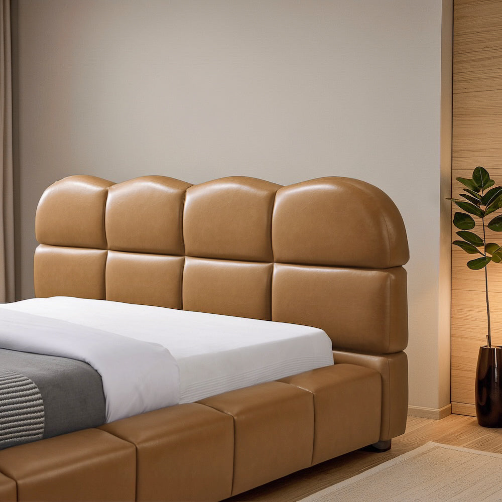 Melania Tan Vegan Leather Queen Bed - MidinMod