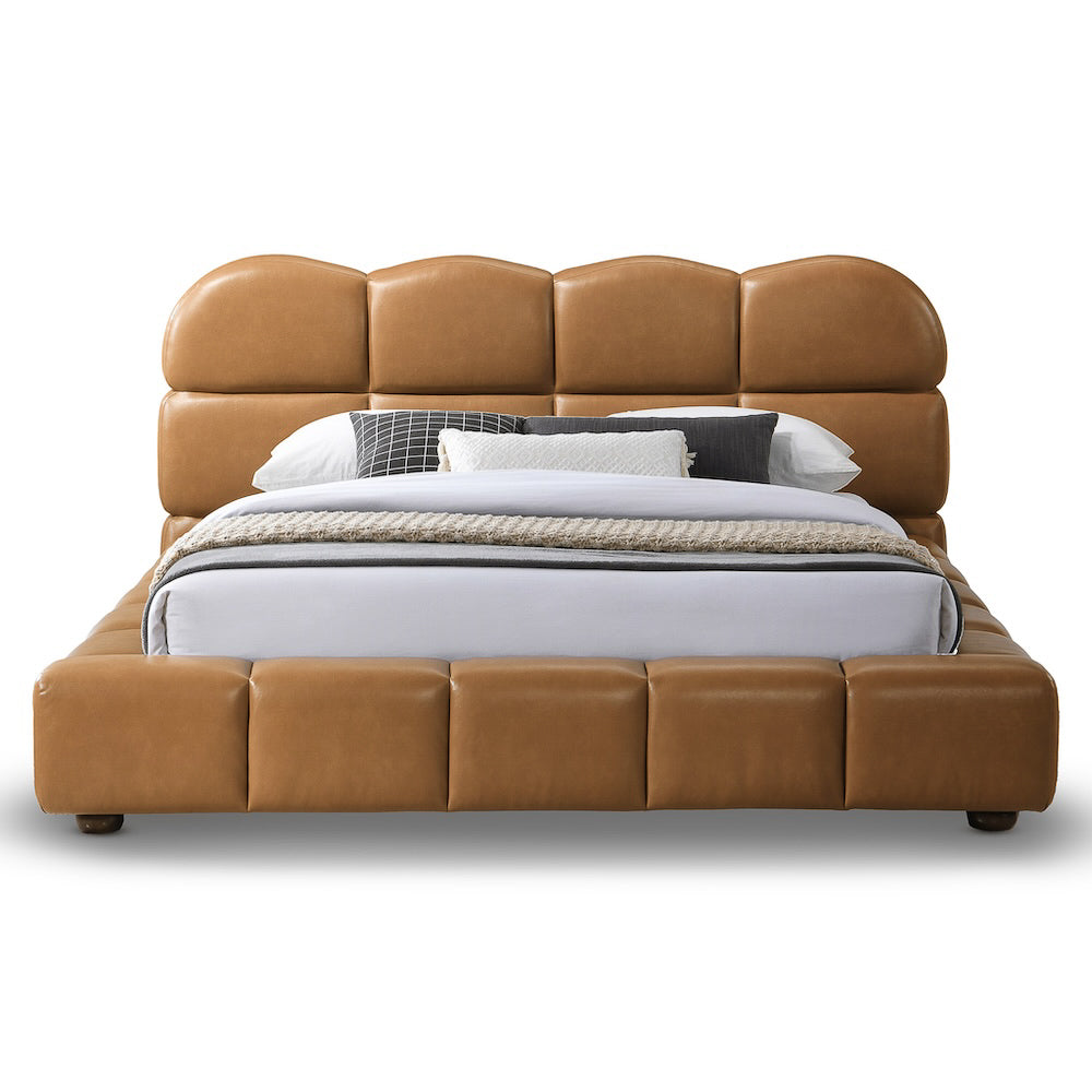 Melania Tan Vegan Leather Queen Bed - MidinMod