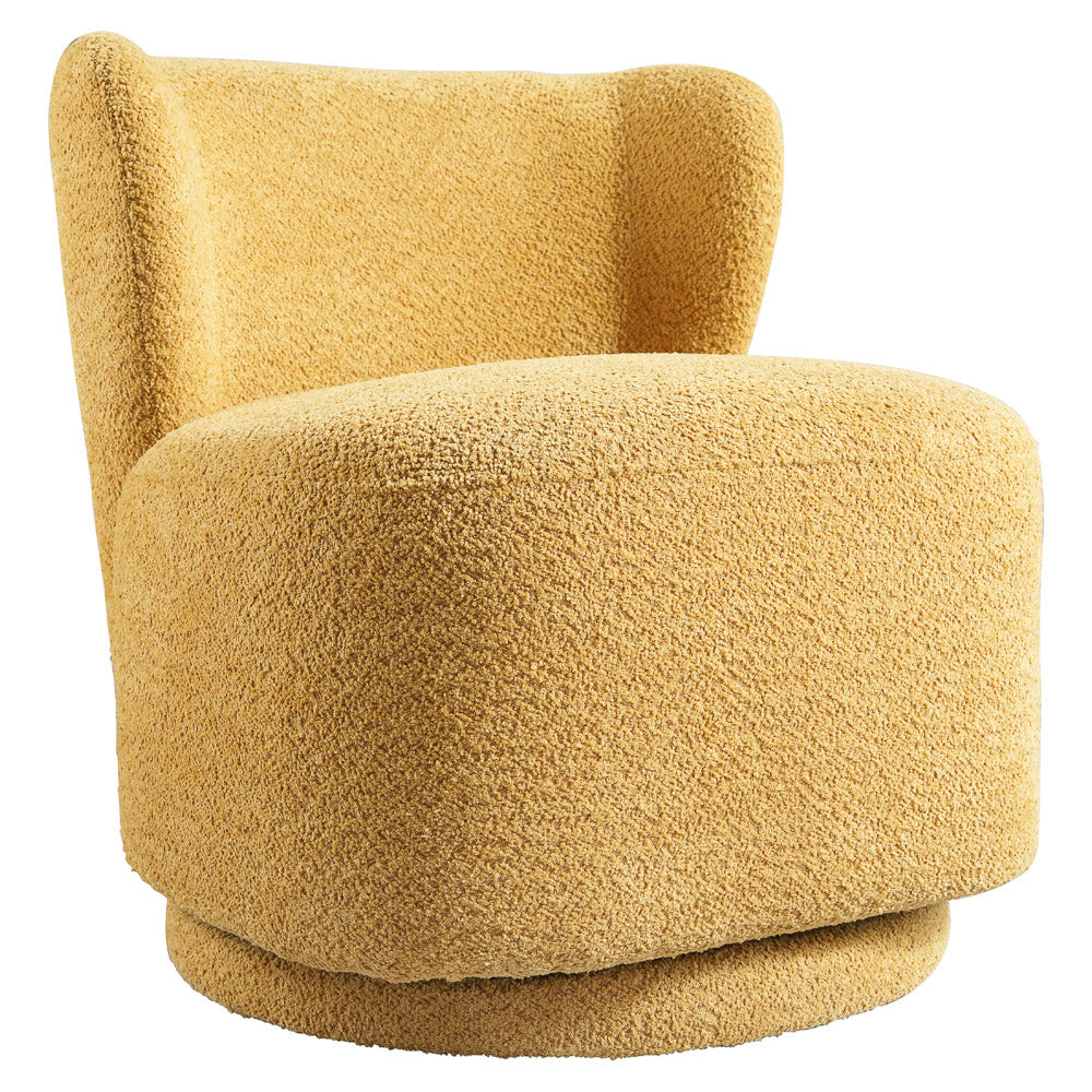 Meridian Yellow Boucle Swivel Barrel Chair