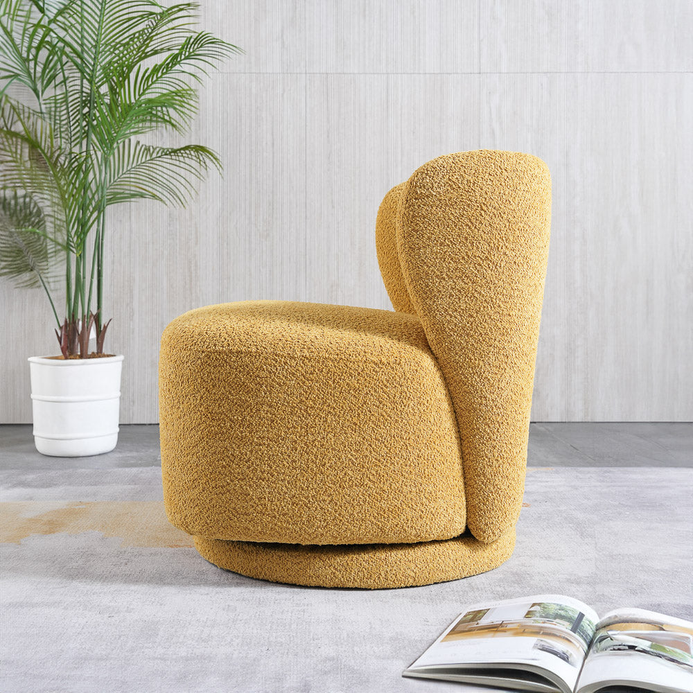 Meridian Yellow Boucle Swivel Barrel Chair