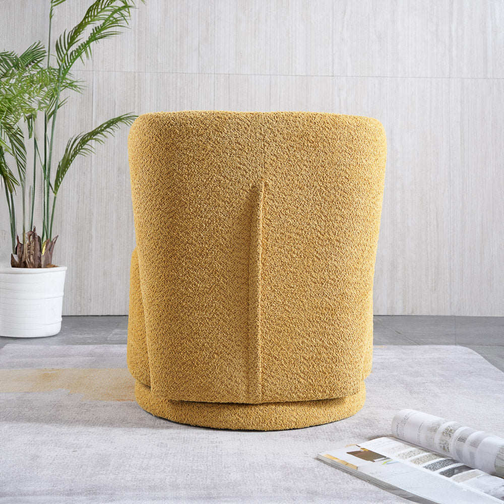 Meridian Yellow Boucle Swivel Barrel Chair