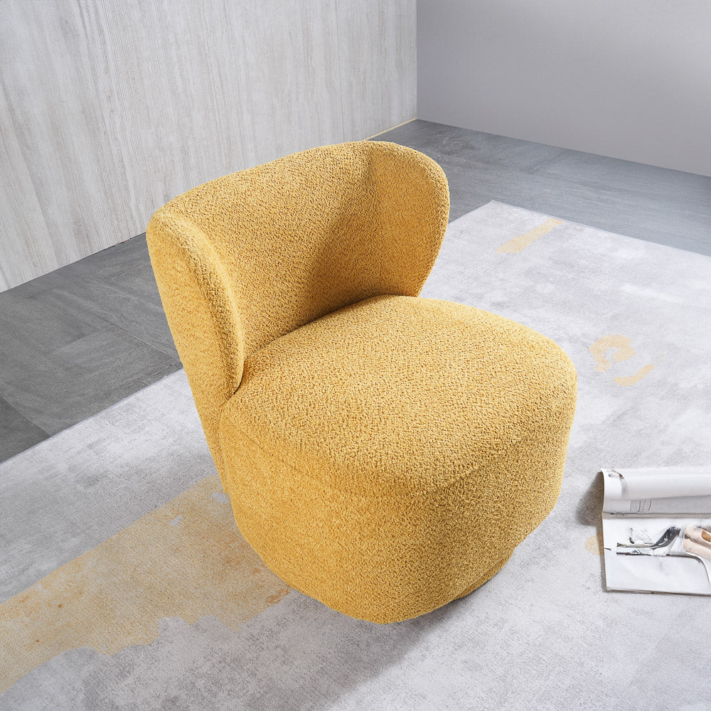 Meridian Yellow Boucle Swivel Barrel Chair