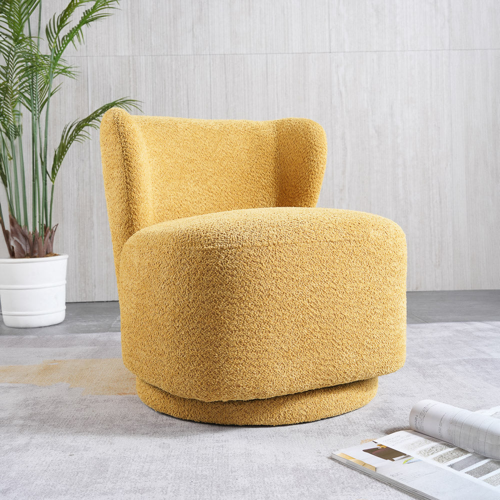 Meridian Yellow Boucle Swivel Barrel Chair