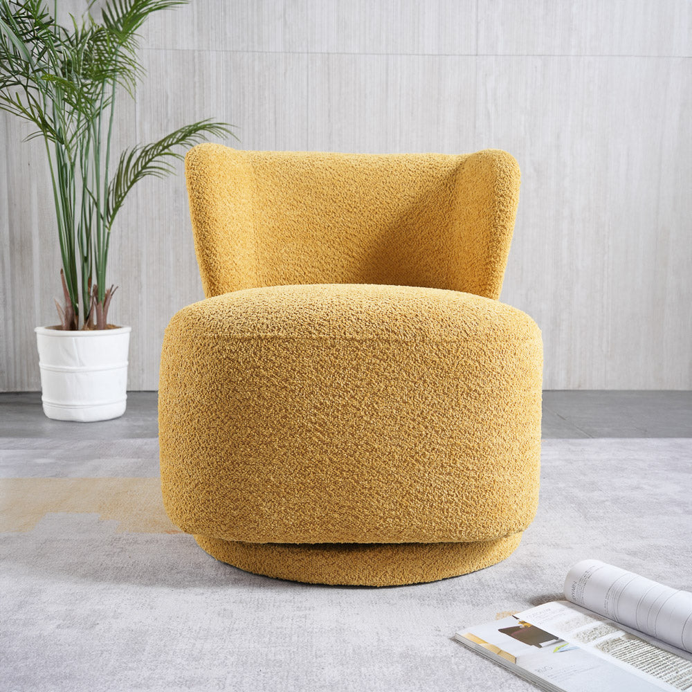 Meridian Yellow Boucle Swivel Barrel Chair