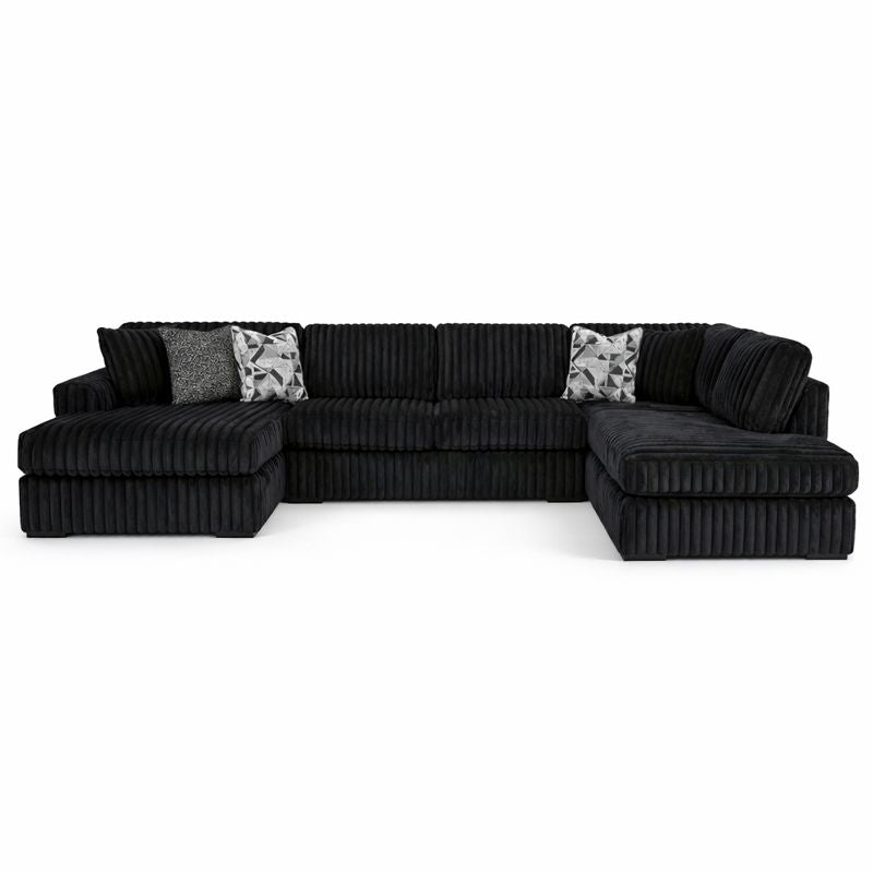 Midnight-Madness Corduroy Sectional with Chaise