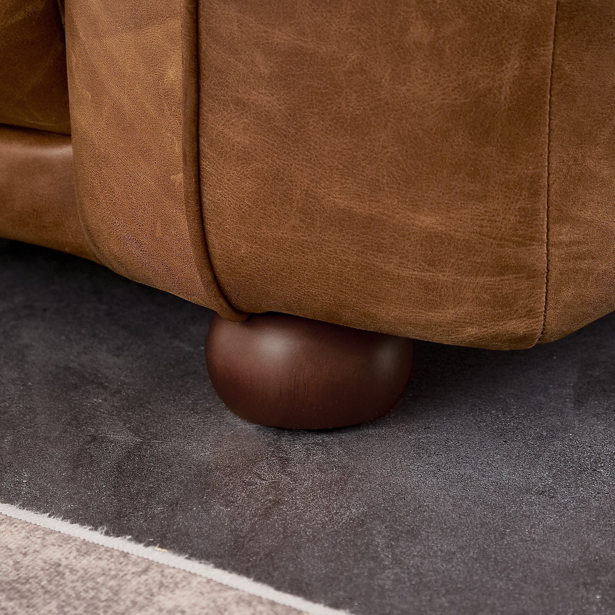 Miller Mid-Century Modern Brown Real Leather Sofa | MidinMod
