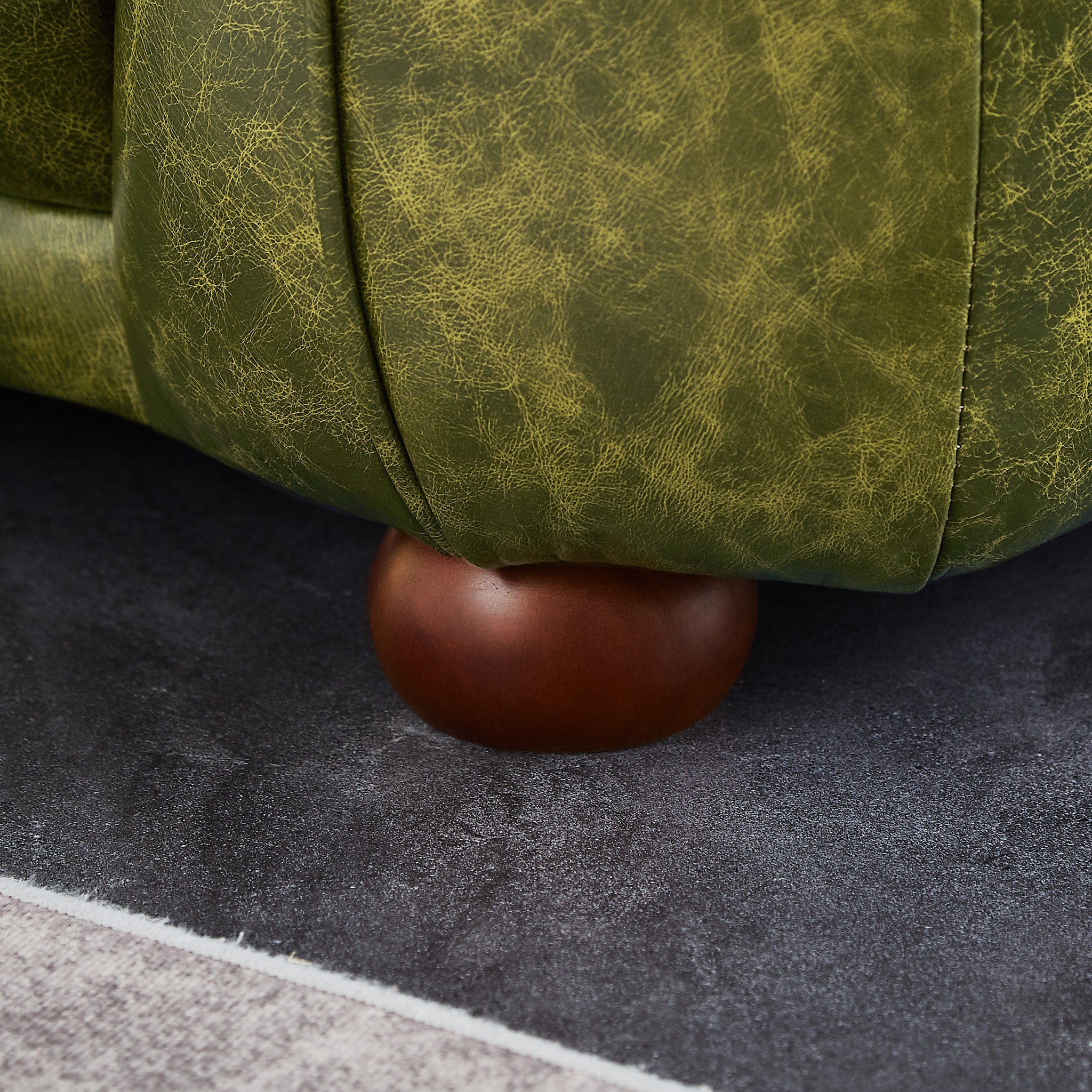 Miller Mid-Century Modern Green Real Leather Sofa | MidinMod