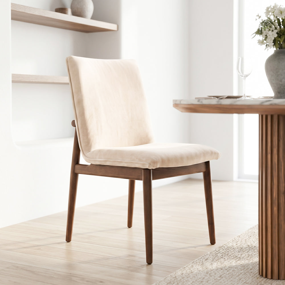 Moss Beige Velvet Dining Chairs | Mid-Century Side Chairs | MidinMod