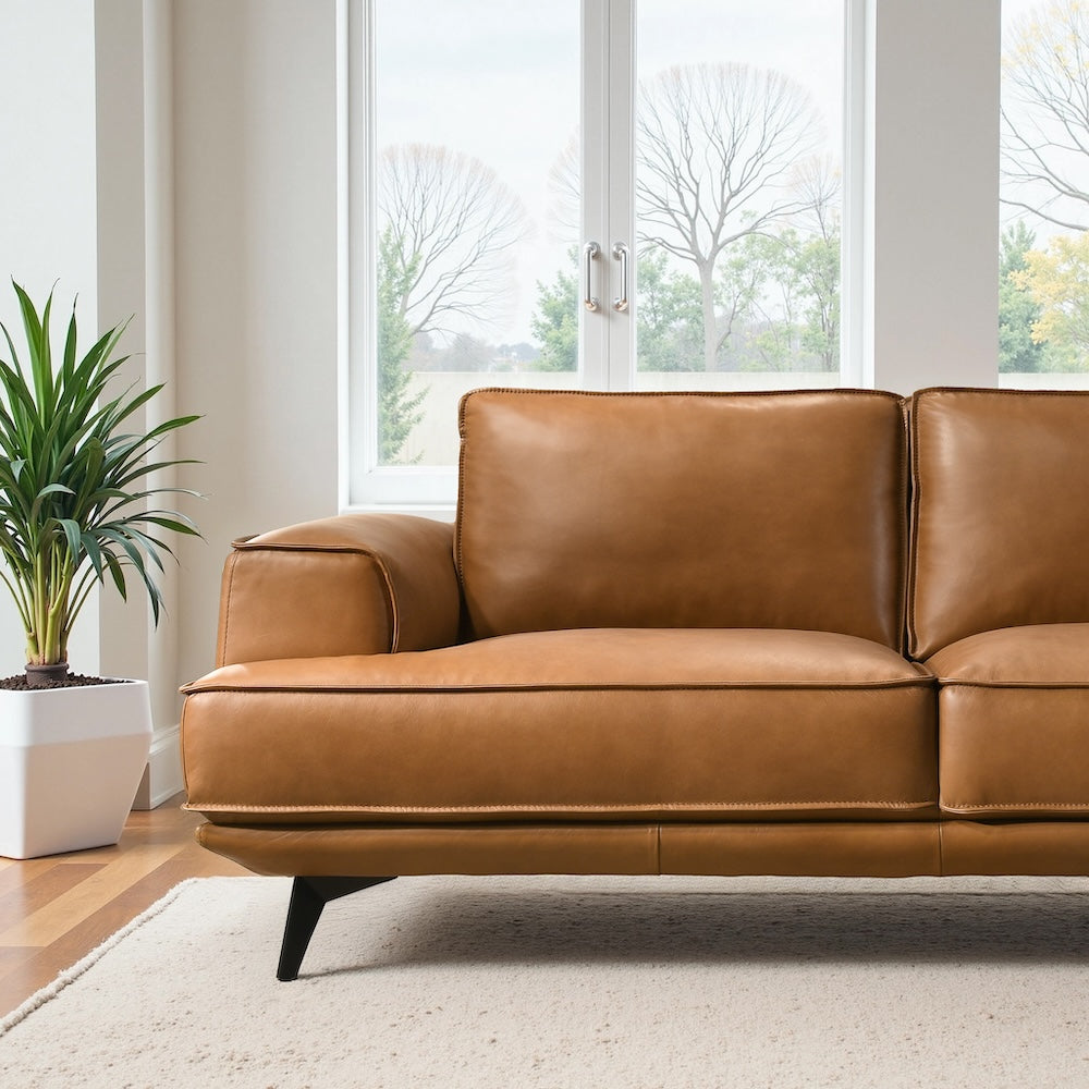 Nash Tan Leather Sofa - MidinMod