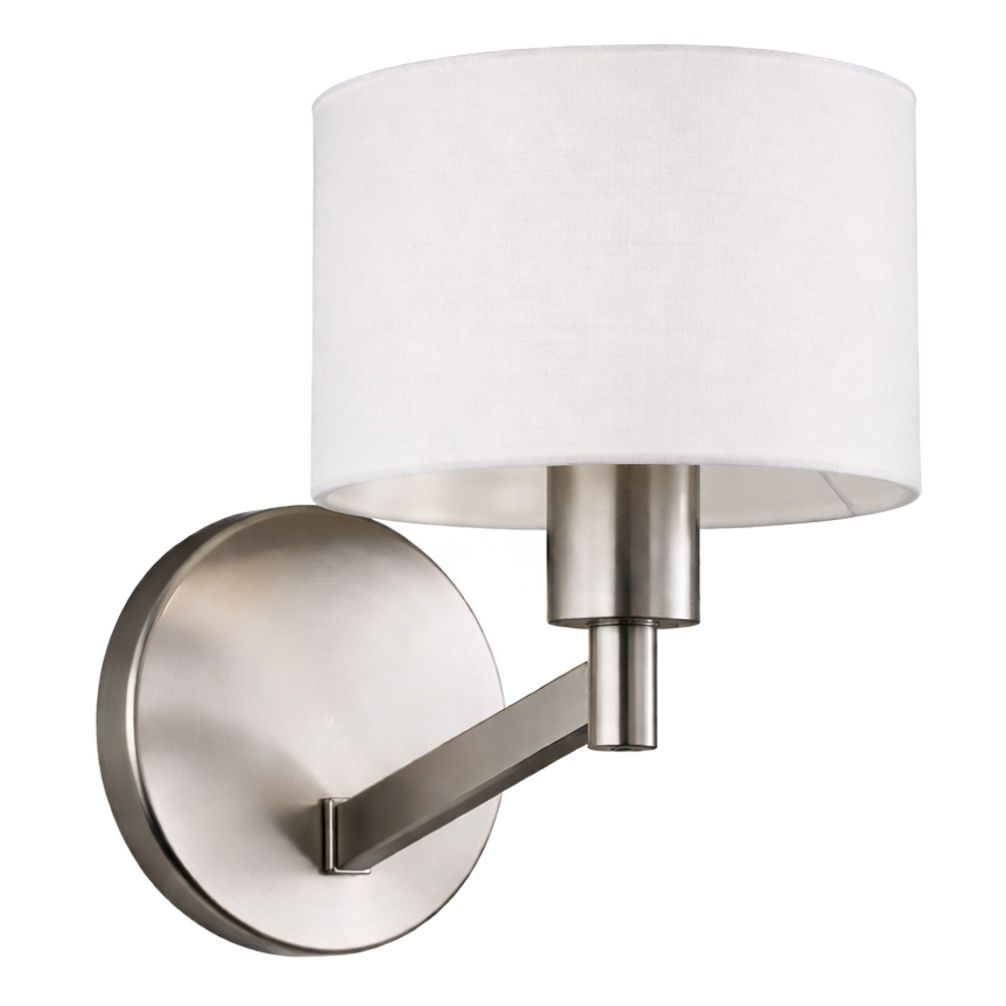 Nebula Wall Lamp | Brushed Nickel Base & White Fabric Shade | MidinMod