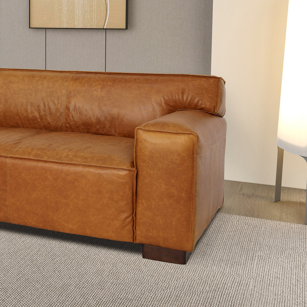 Newbury Waxy Cognac Leather Sofa - MidinMod