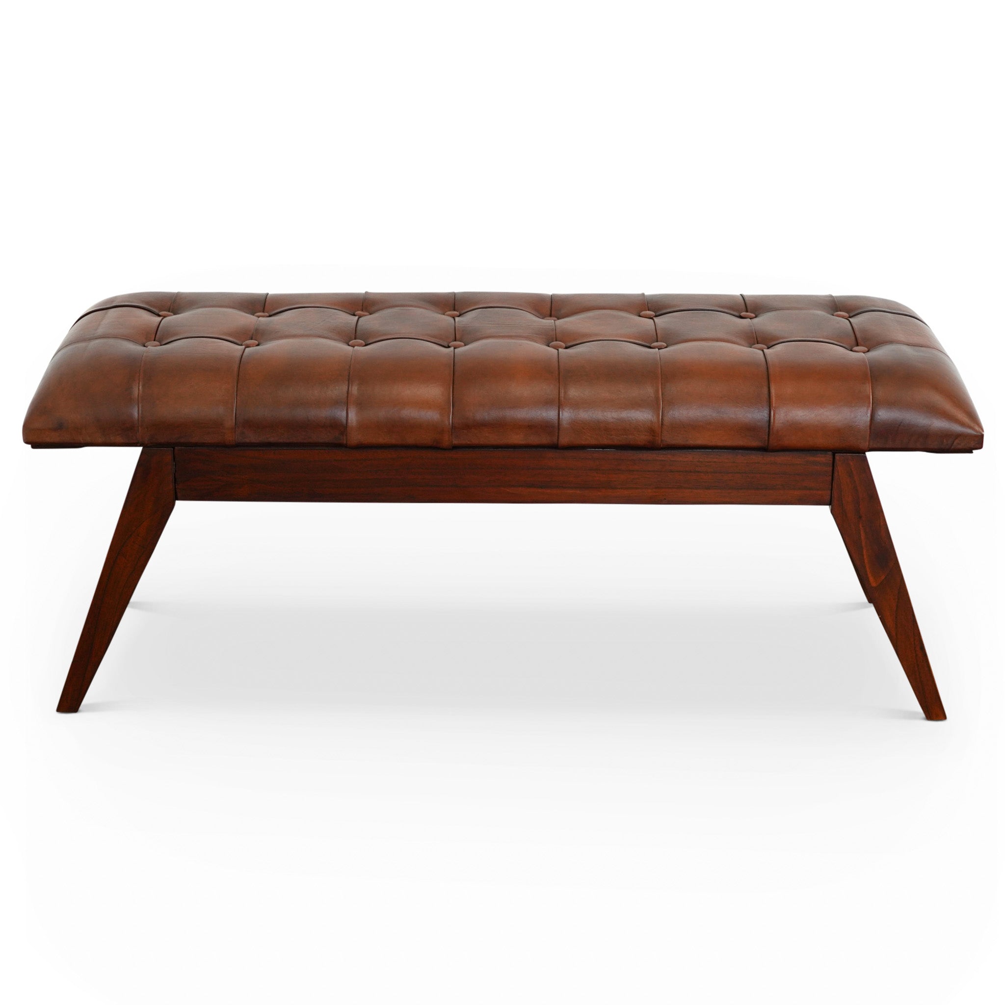 Niles Genuine Leather Button-Tufted Bench - MidinMod