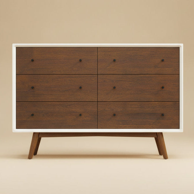 Noak White Mid Century Modern Dresser 6 Drawer - MidinMod