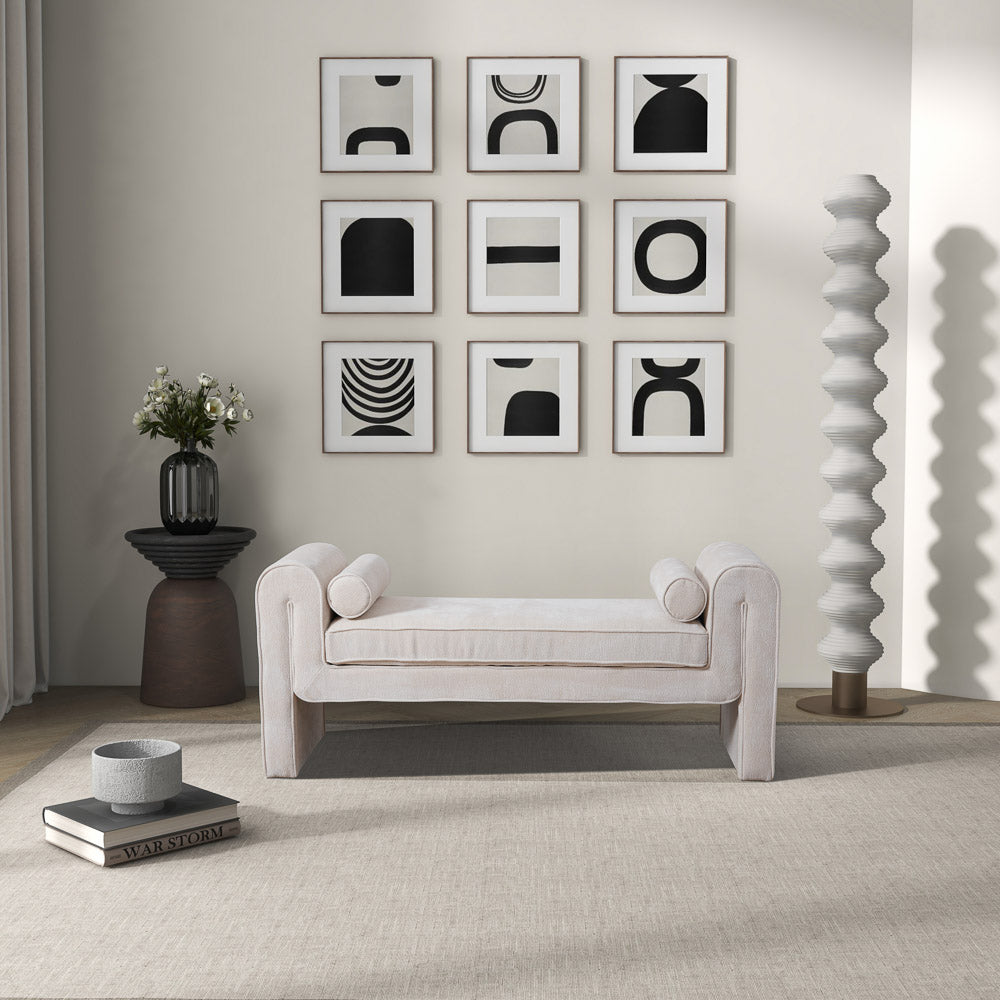 Northbrook Cream Chenille Bench