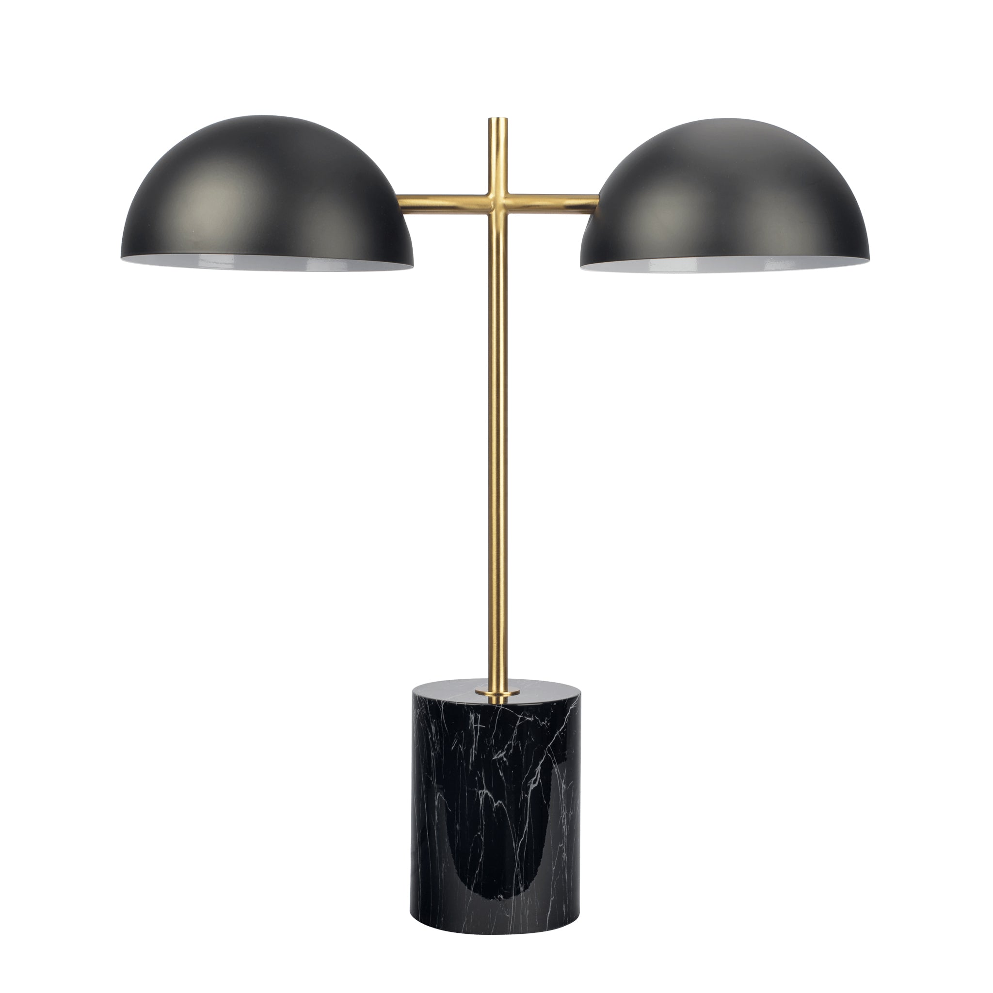 Nova Hydro Black Double Table Lamp with Faux Marble Base | MidinMod