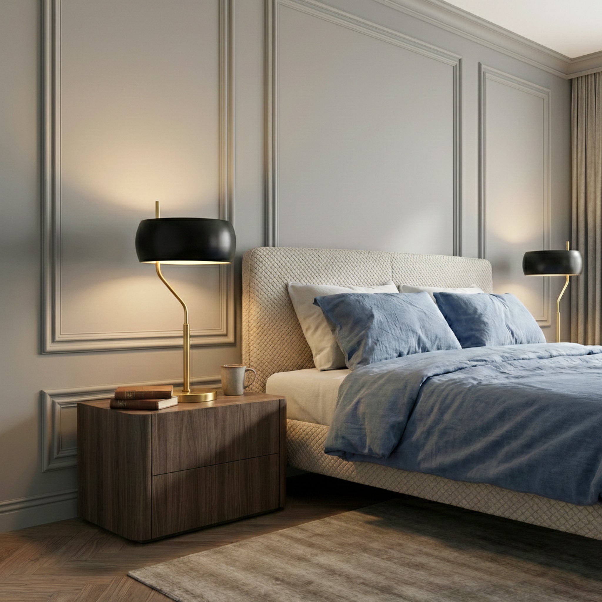 Obscura Black & Gold Table Lamp - Modern Bedside Lighting | MidinMod
