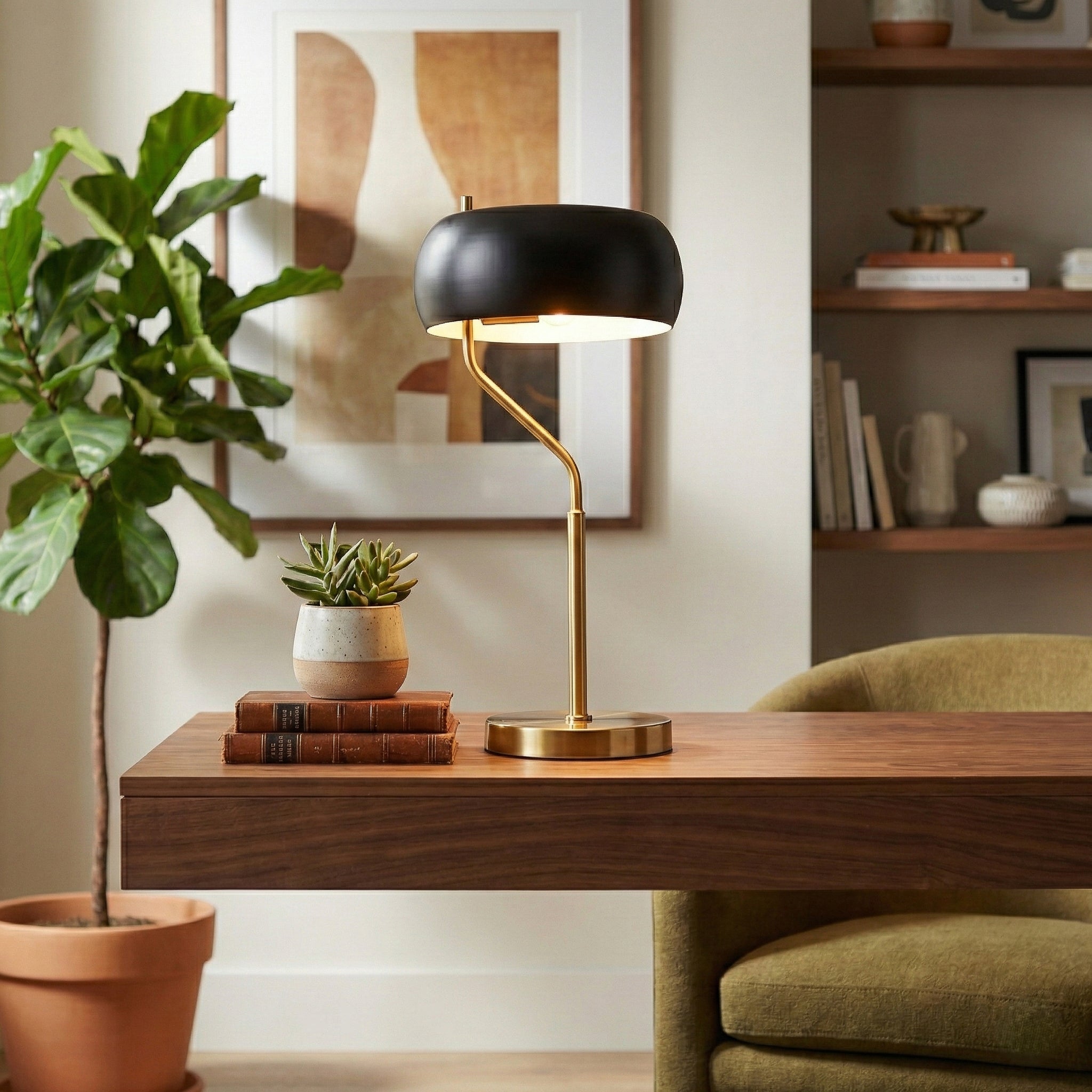 Obscura Black & Gold Table Lamp - Modern Bedside Lighting | MidinMod