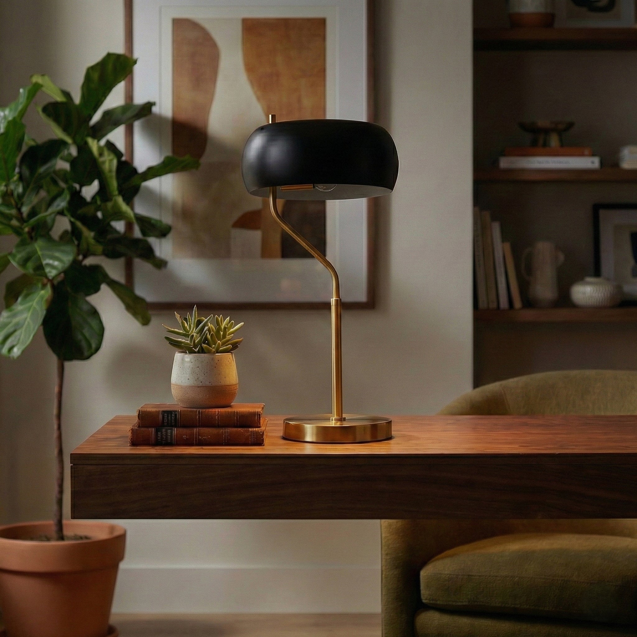 Obscura Black & Gold Table Lamp - Modern Bedside Lighting | MidinMod