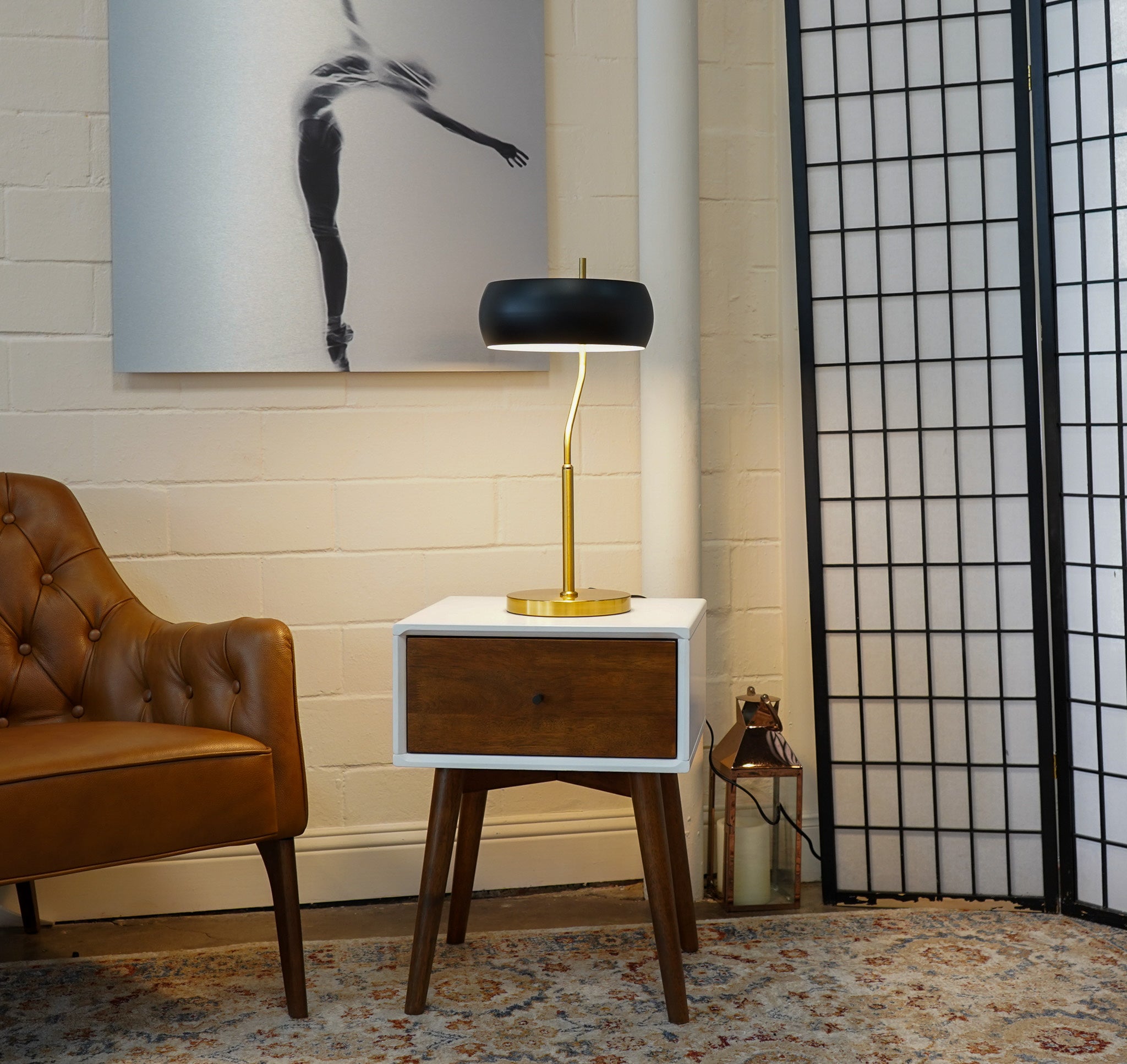 Obscura Table Lamp - Black Outer - White Inner