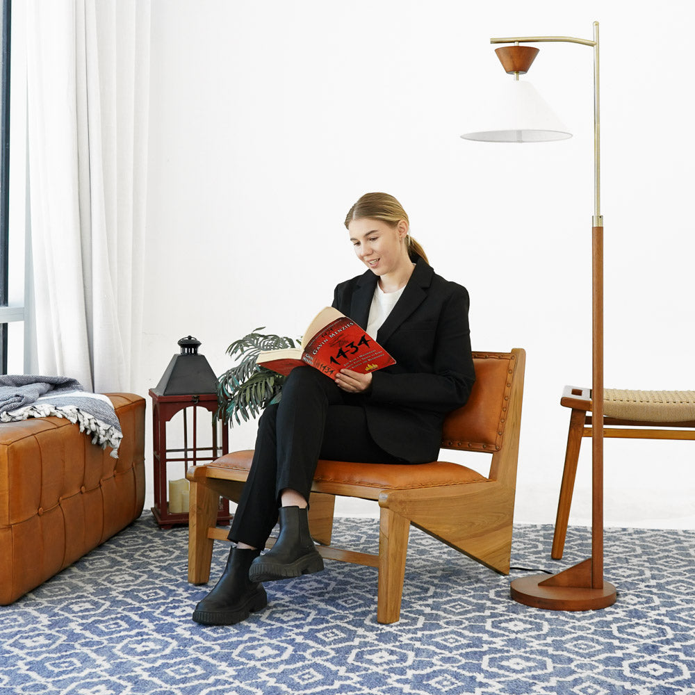 Olney Tan Leather Lounge Chair - MidinMod