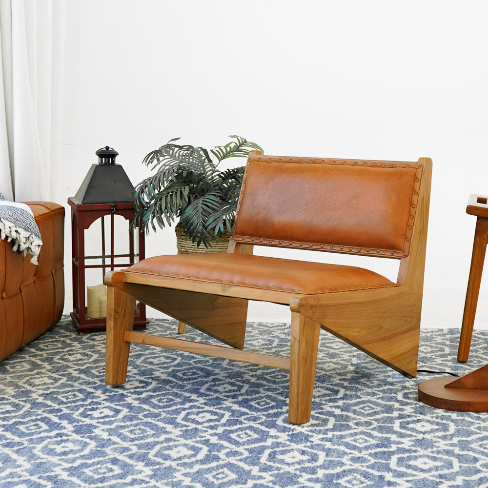 Olney Tan Leather Lounge Chair - MidinMod