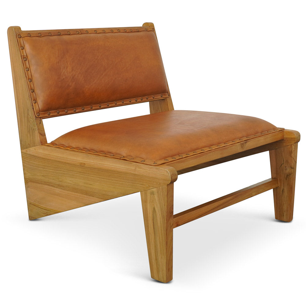 Olney Tan Leather Lounge Chair - MidinMod