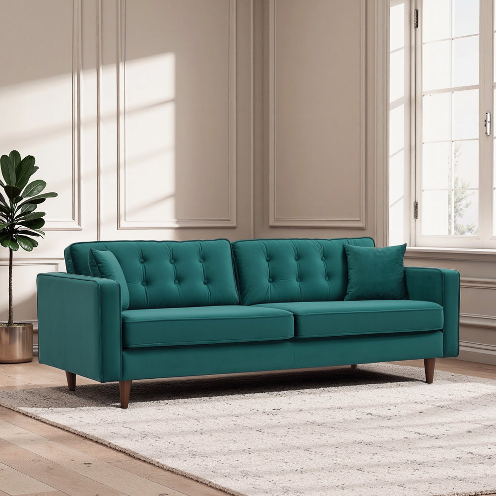 Oregon Mid-Century Modern Green Velvet Sofa - MidinMod