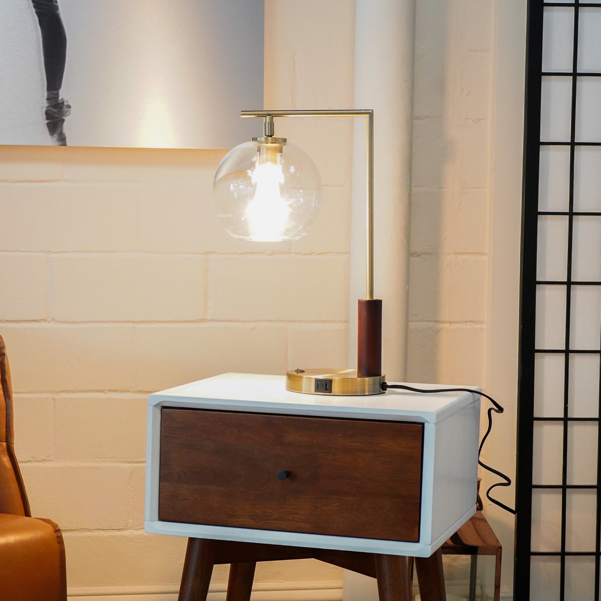 Orion Right Angle Glass Table Lamp - MidinMod