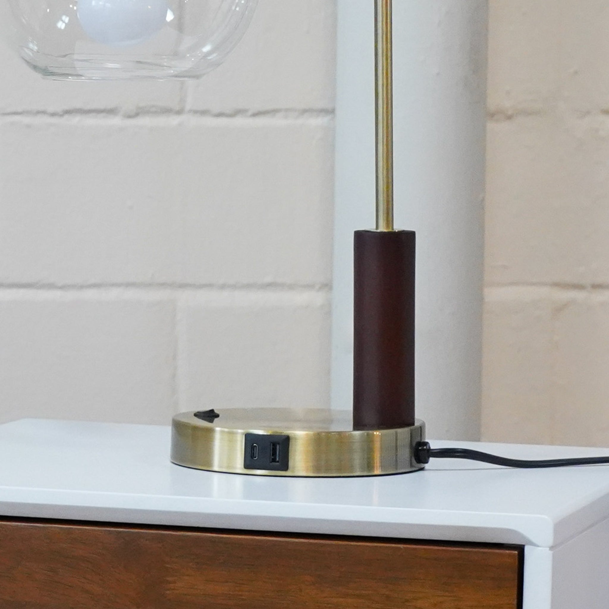 Orion Right Angle Glass Table Lamp - Bronze