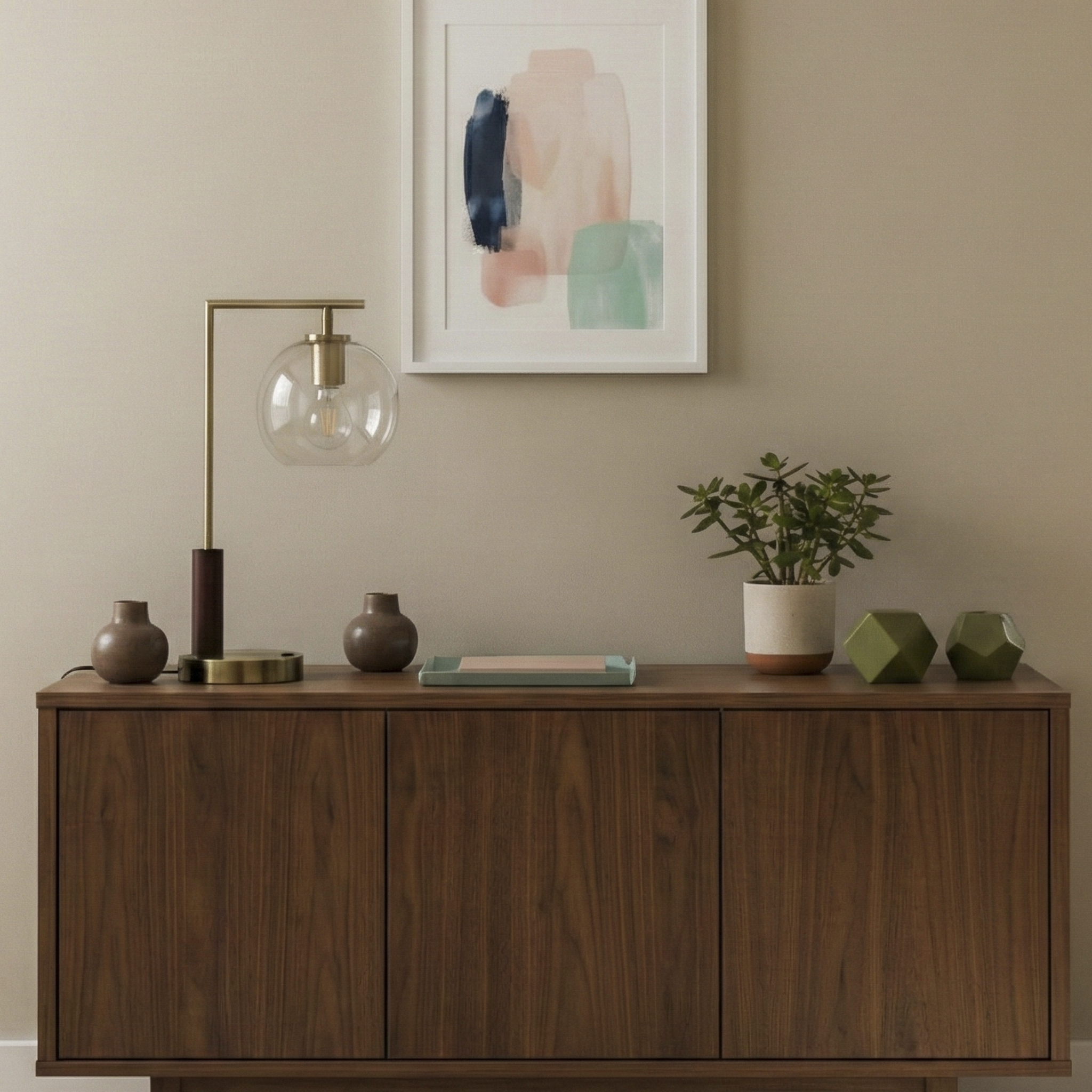 Orion Bronze Right Angle Glass Table Lamp with Wood Accents | MidinMod