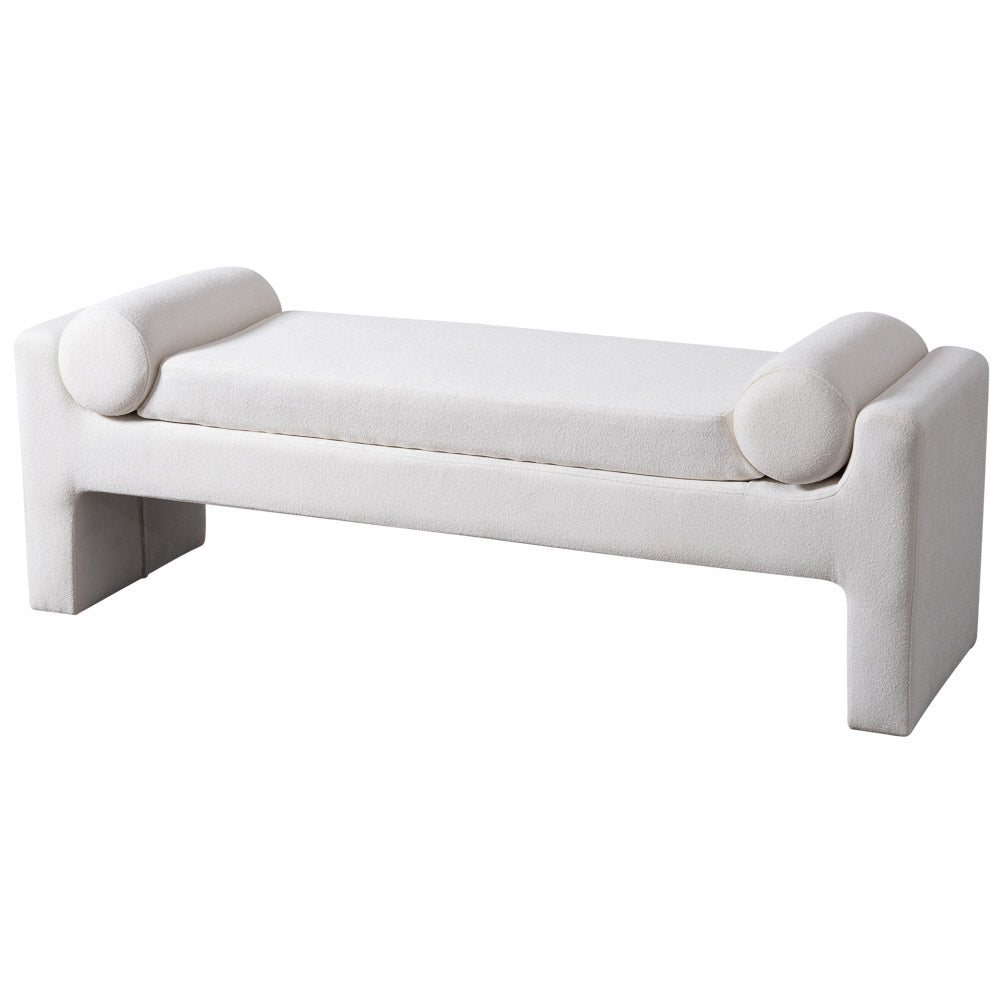 Orion White Boucle Bench