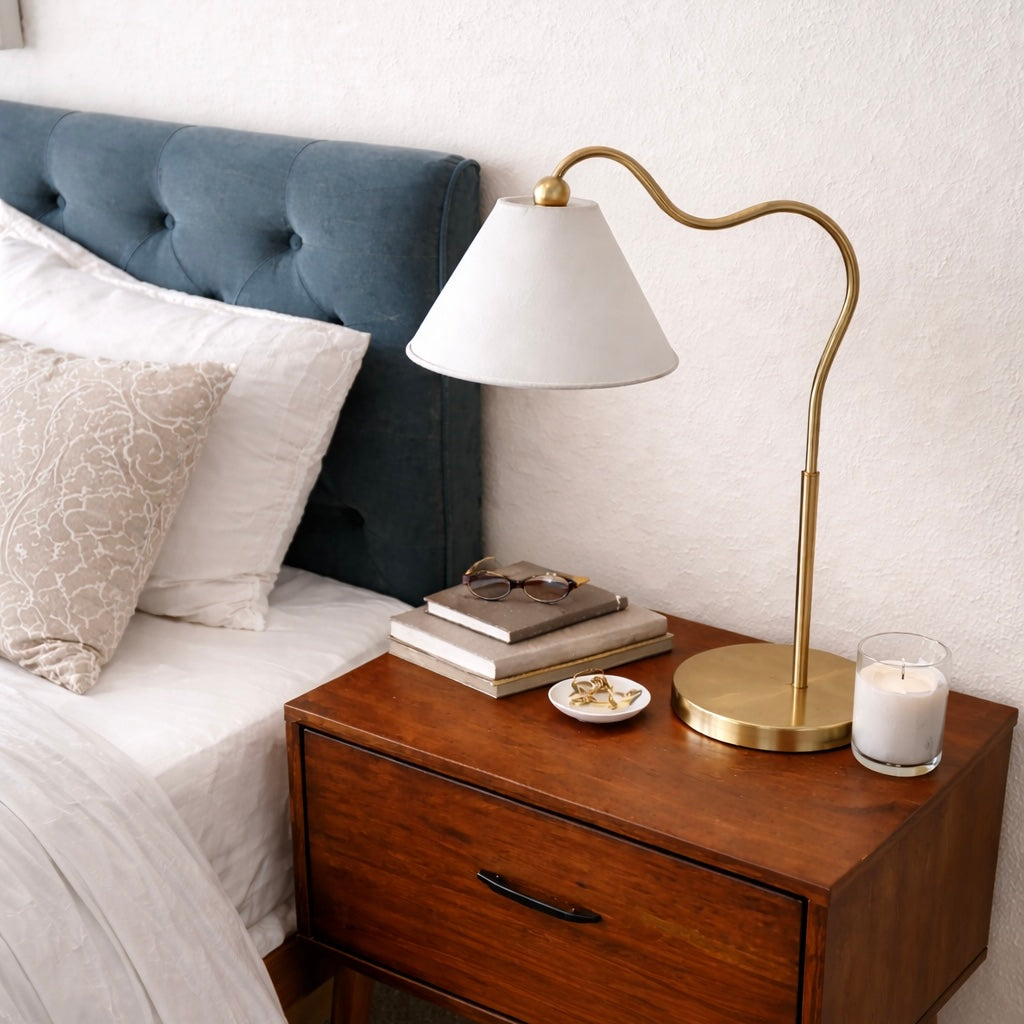 Ornate Brass Ring Base Table Lamp