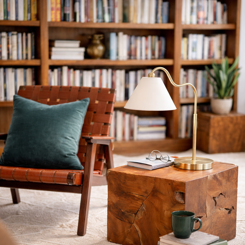 Ornate Brass Ring Base Table Lamp