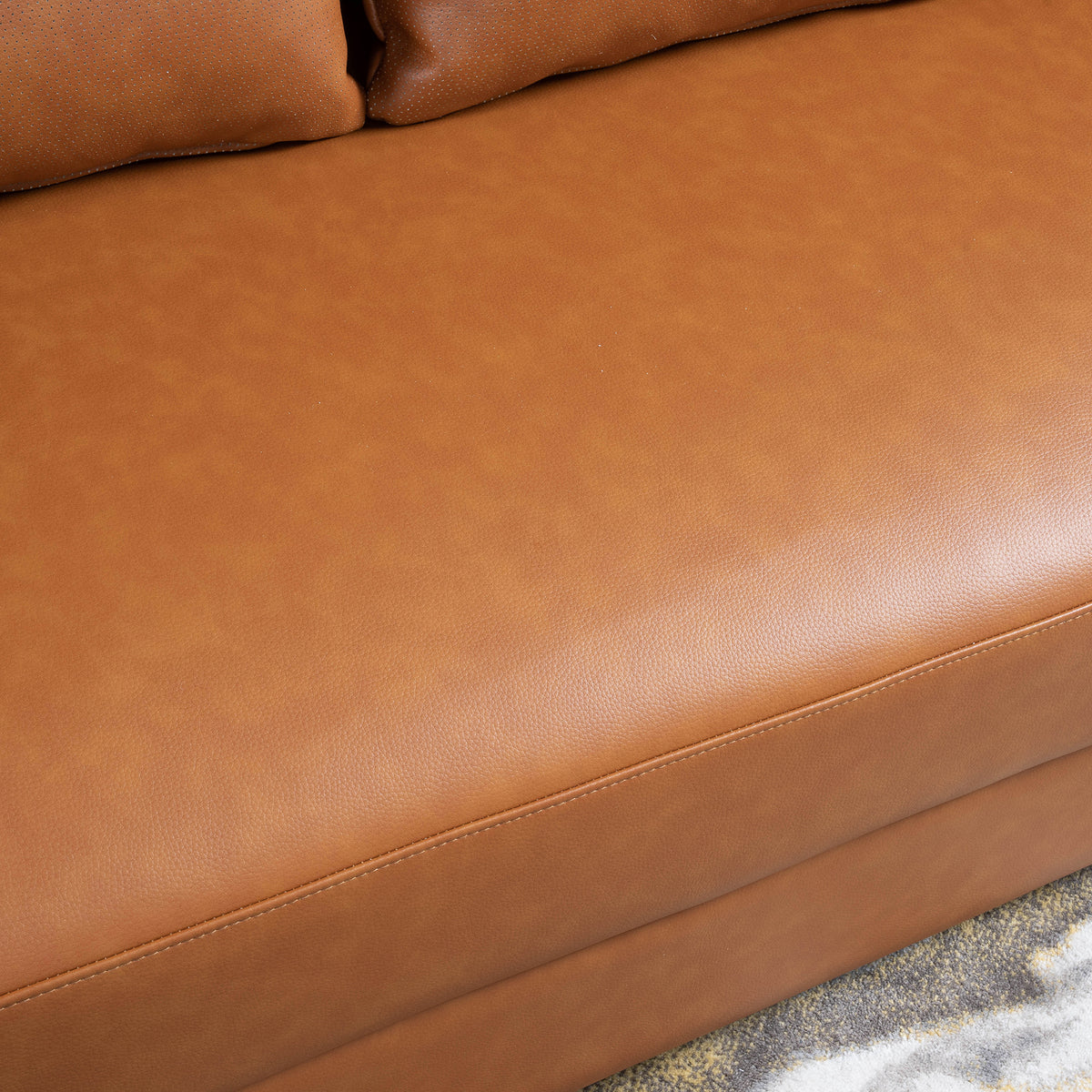 Perth Round Arm Composite Leather Luxury Curved Sofa - MidinMod