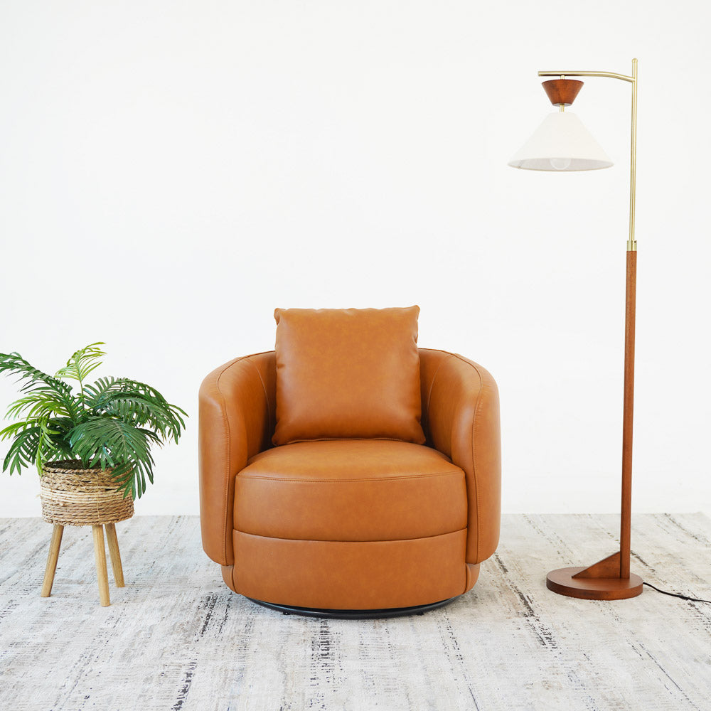Perth Cognac Leather Swivel Chair