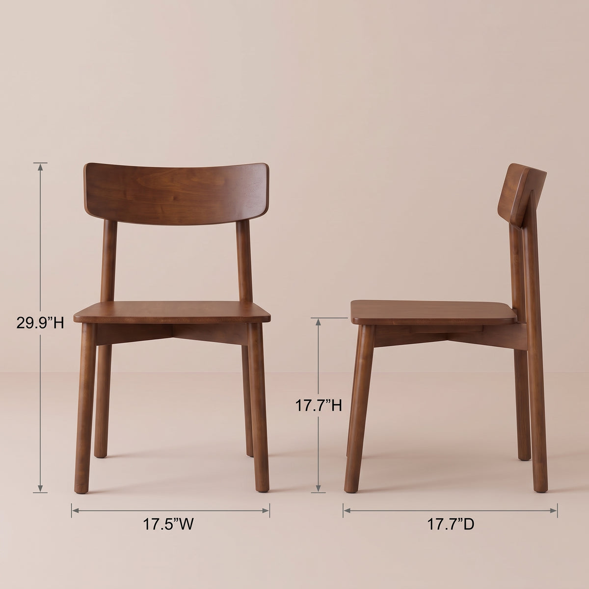 Piper Contemporary Solid Wood Walnut Dining Chairs | MidinMod