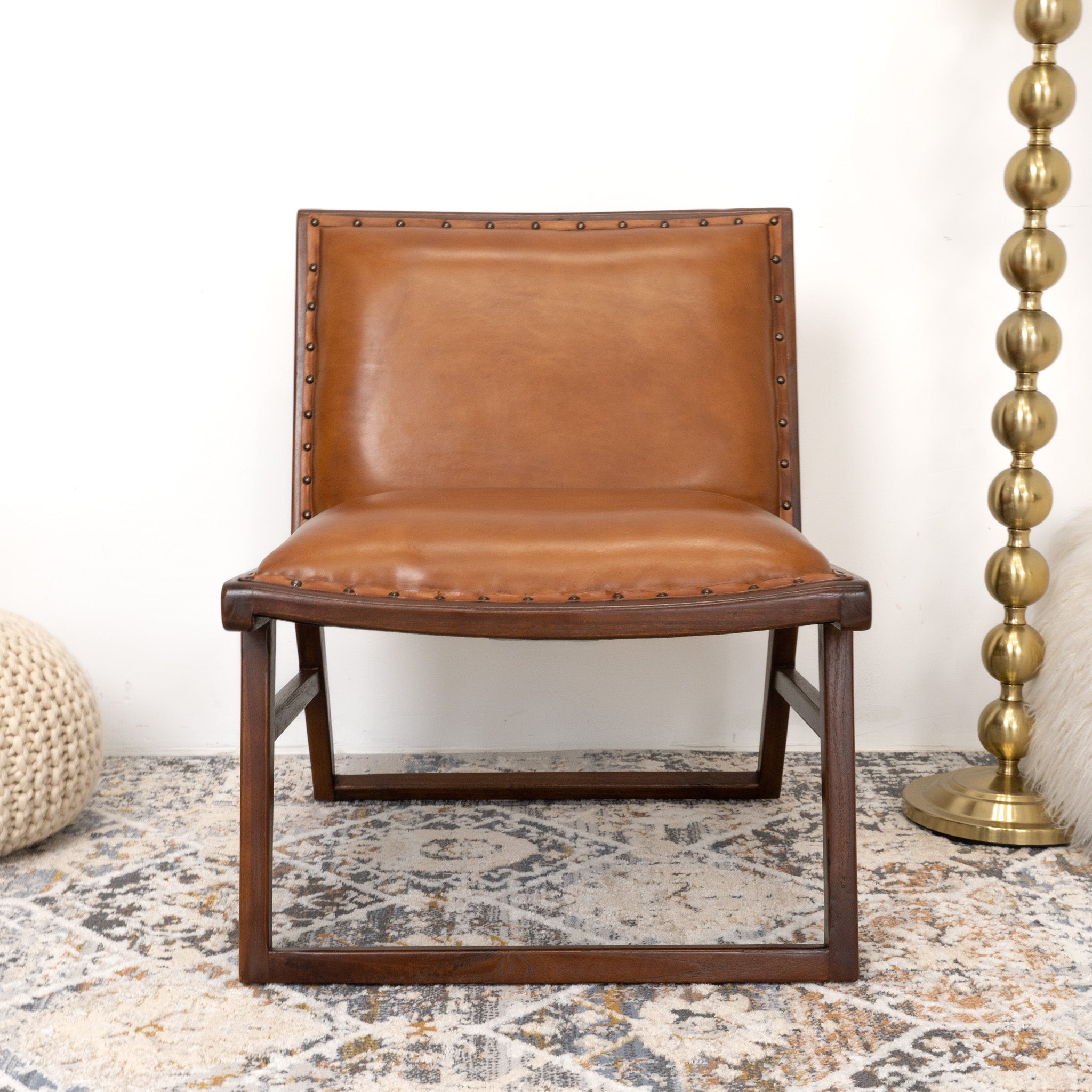 Pohan Mid-Century Modern Genuine Leather Lounge Chair | MidinMod