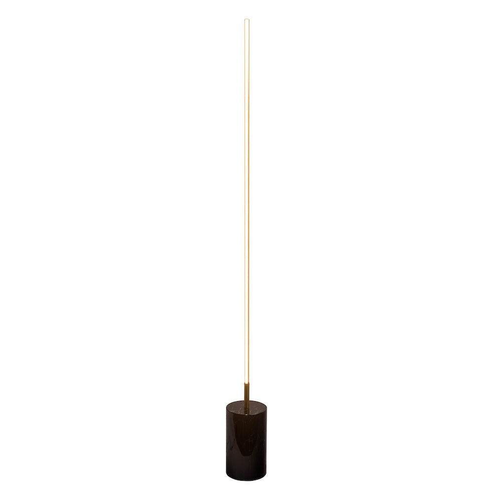 Prism Brassed Gold LED Floor Lamp with Integrated Switch and Faux Marble Base | MidinMod
