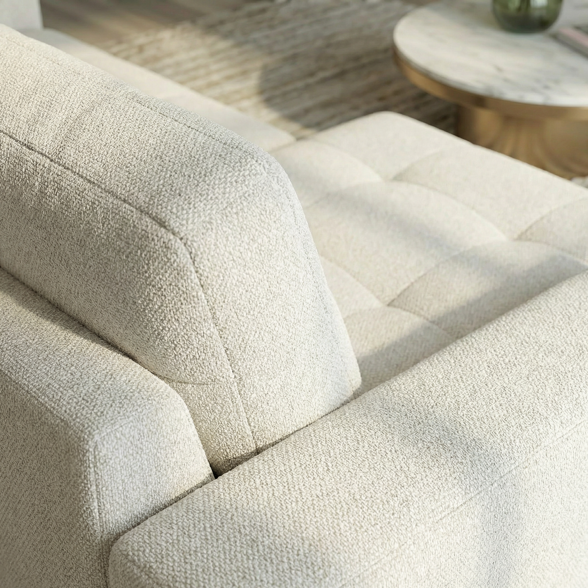 Quell PWR Slider Sofa | Beige Linen & 3-Seater Design | MidinMod