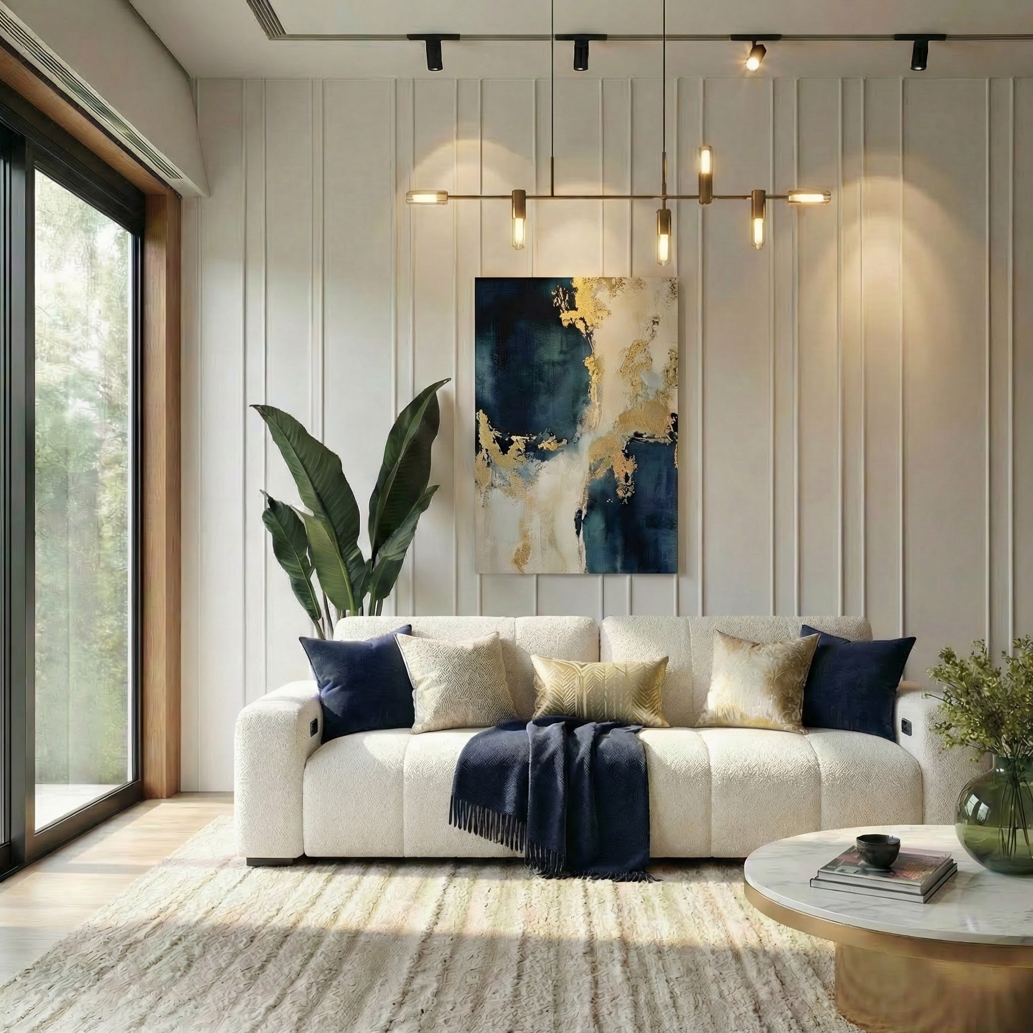 Quell PWR Slider Sofa | Beige Linen & 3-Seater Design | MidinMod