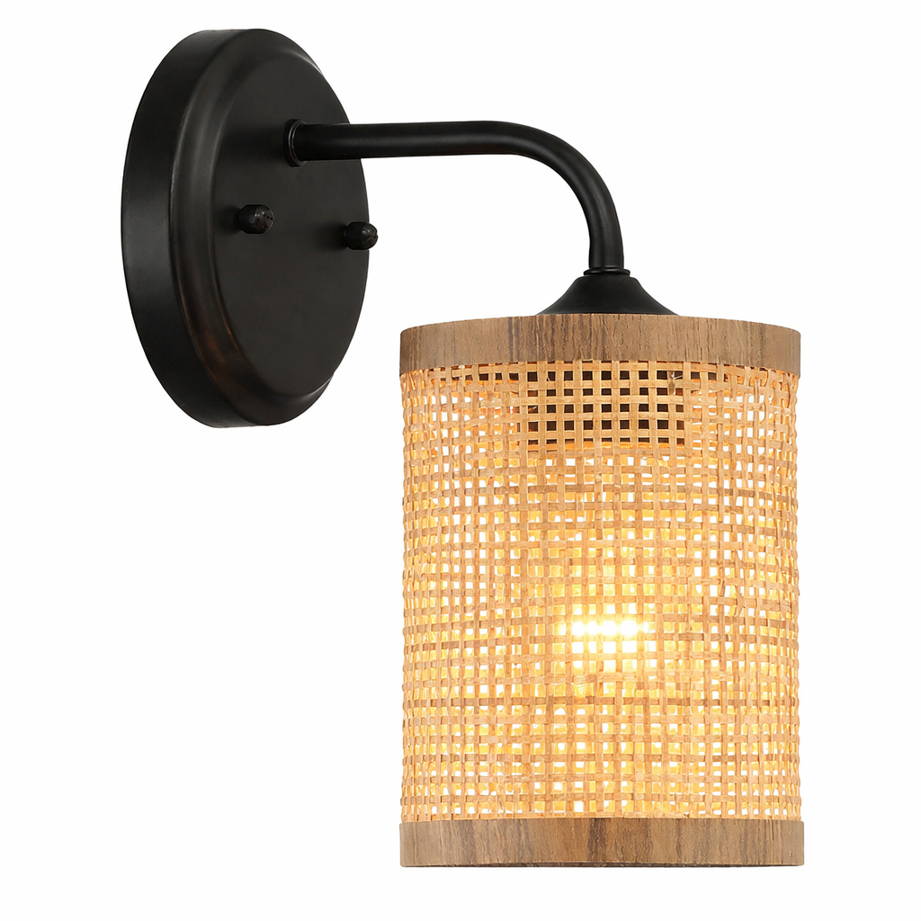 Reef Single Lights Wall Sconce | Natural Rattan & Wicker Base | MidinMod