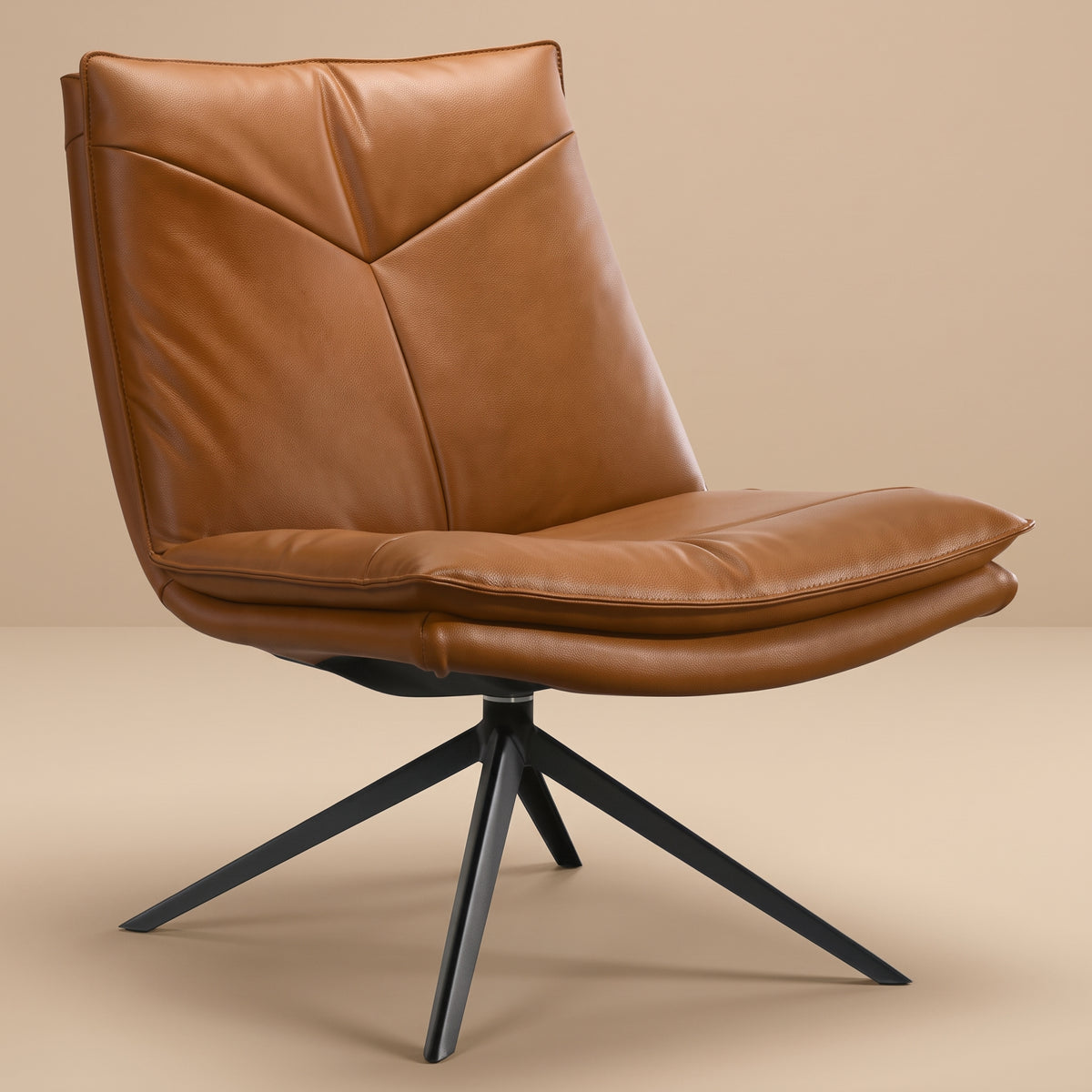 Reese Cognac Vegan Leather Swivel Chair - MidinMod