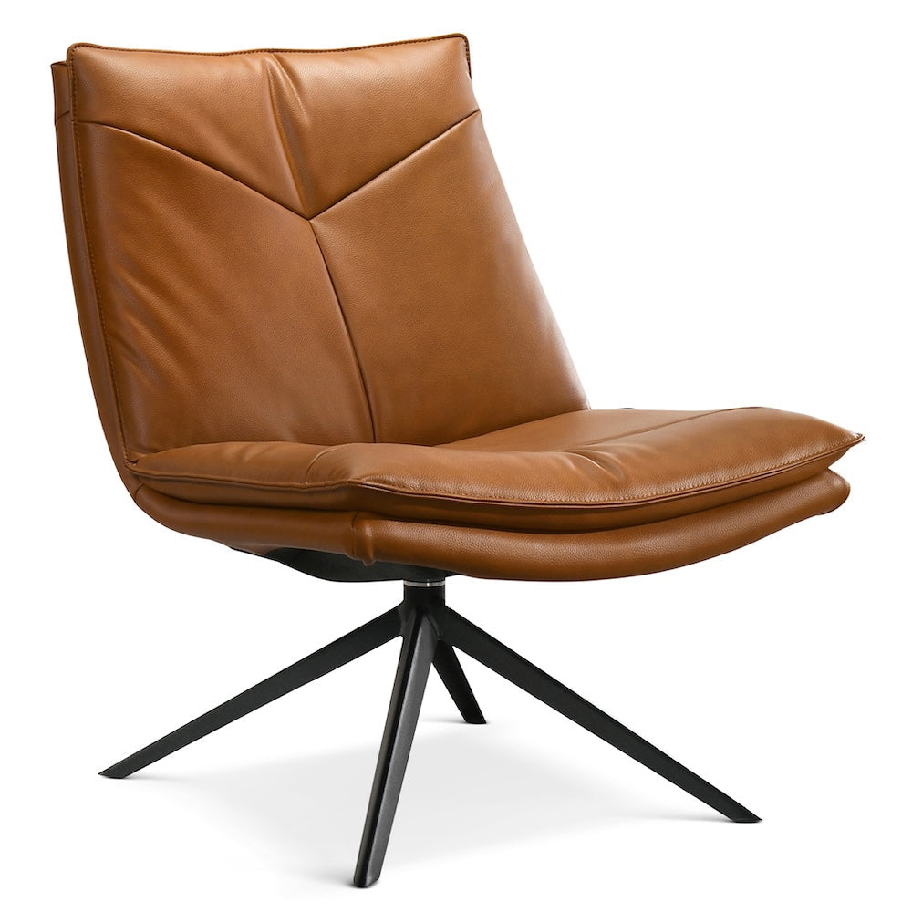 Reese Cognac Vegan Leather Swivel Chair - MidinMod