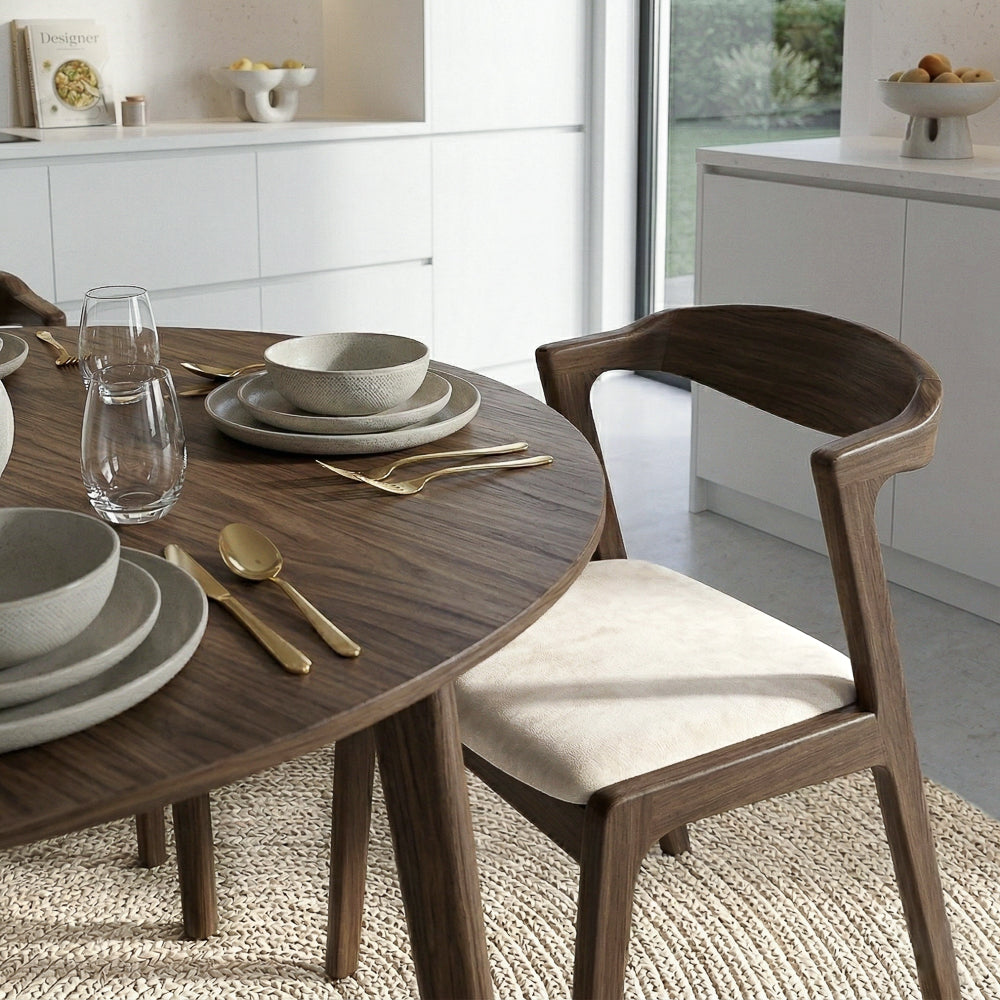 Reggie Modern Cream Velvet Dining Chair Set of 2 | Wegner-Inspired Design | MidinMod