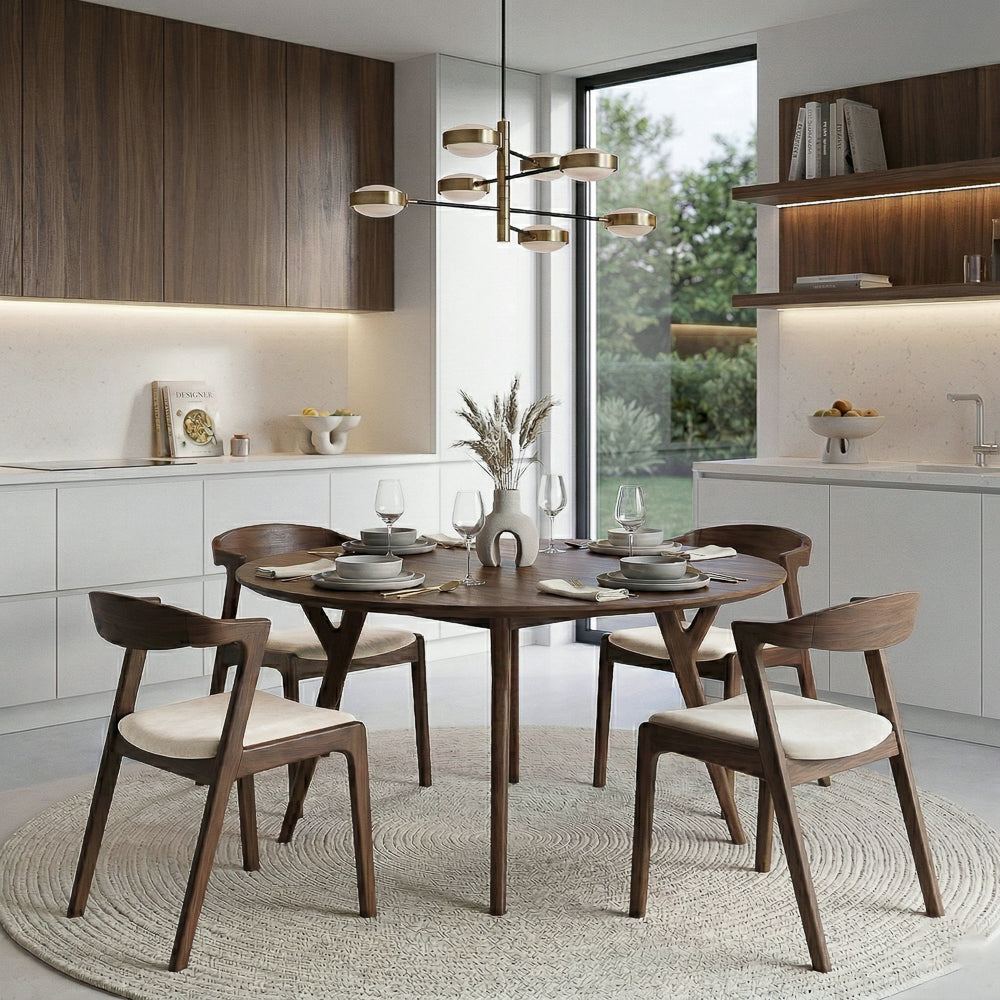 Reggie Modern Cream Velvet Dining Chair Set of 2 | Wegner-Inspired Design | MidinMod