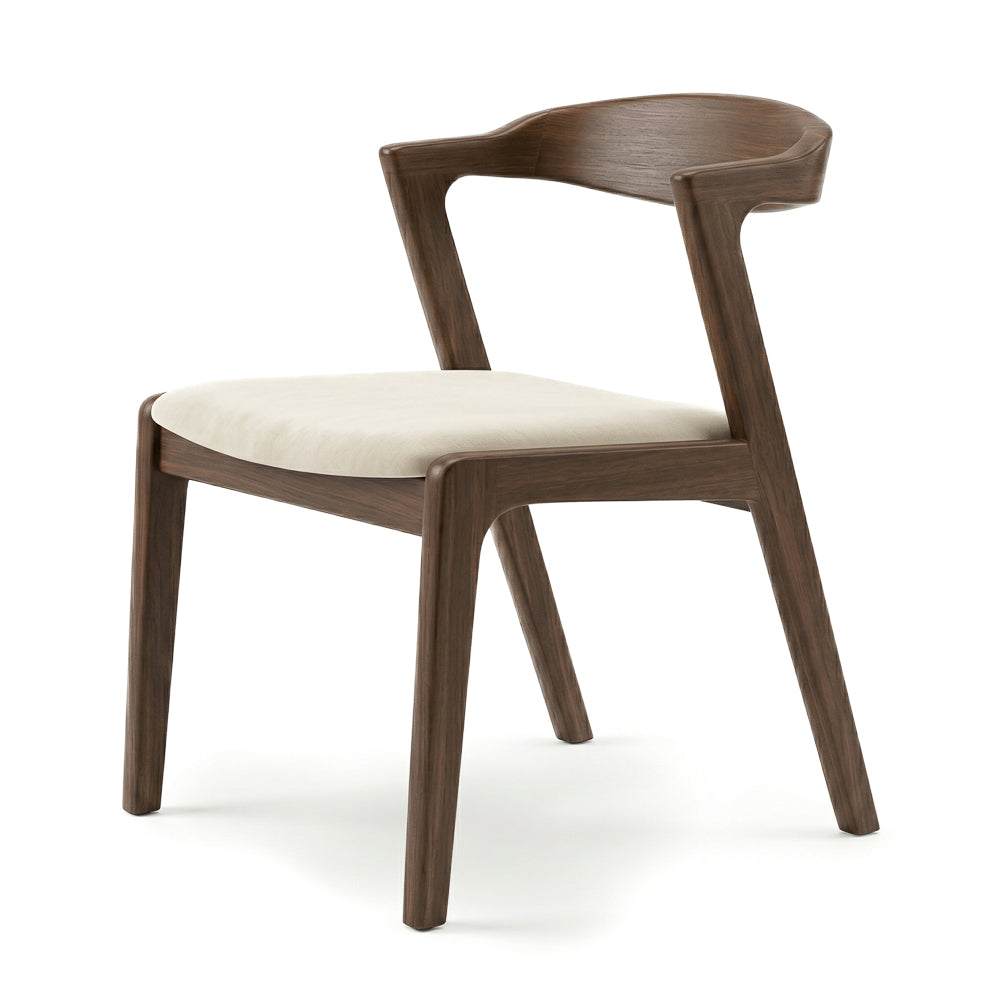 Reggie Modern Cream Velvet Dining Chair Set of 2 | Wegner-Inspired Design | MidinMod