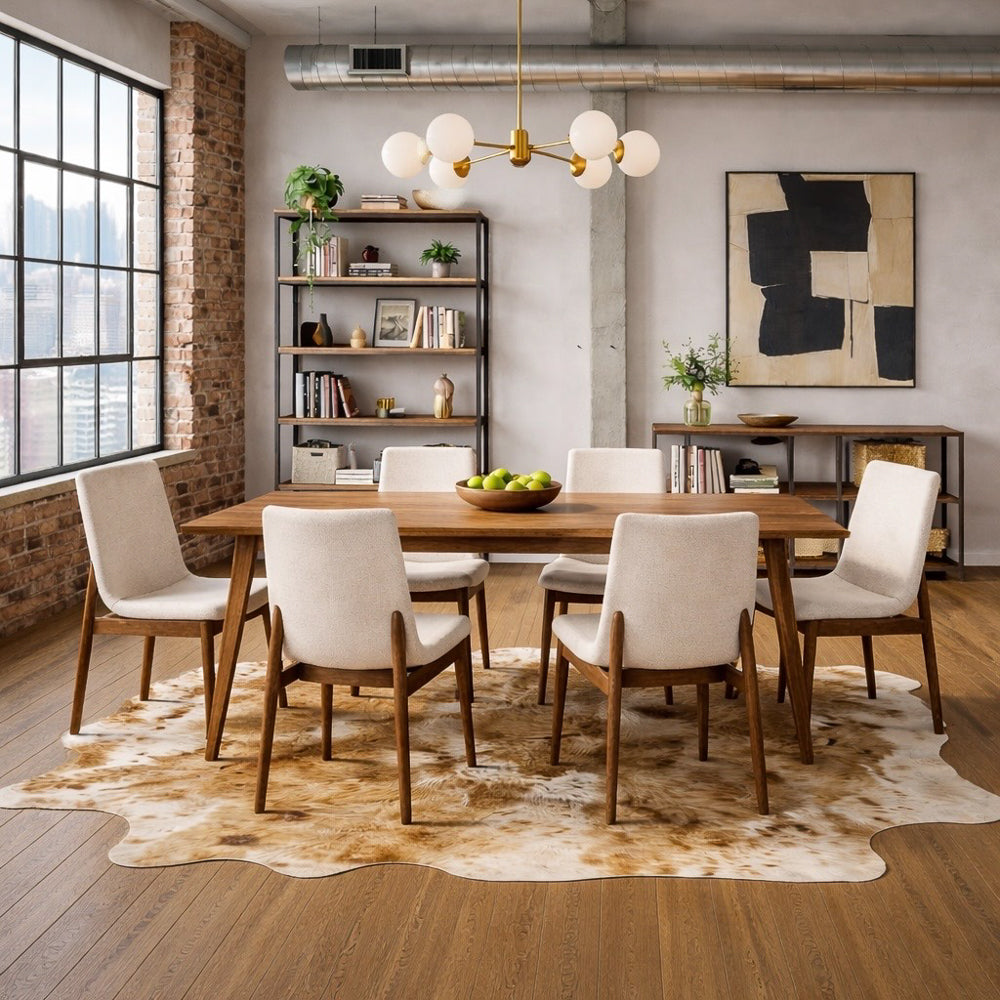 Rouka Modern Beige Fabric Dining Chair Set | Danish-Inspired Elegance | MidinMod