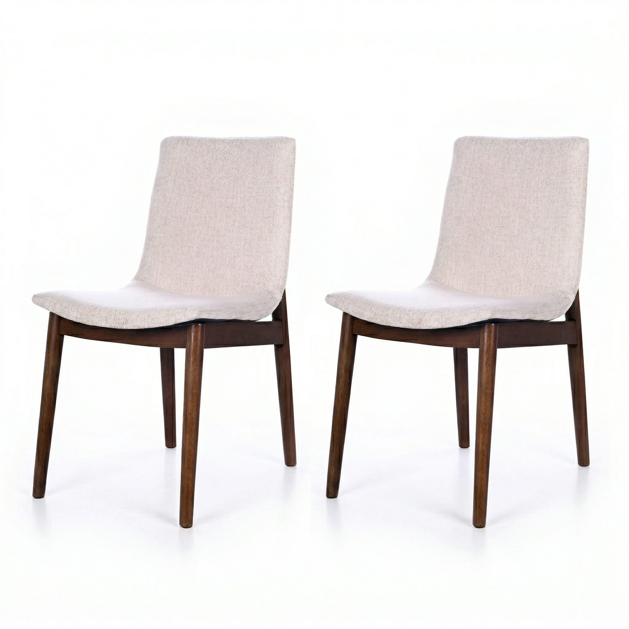 Rouka Modern Beige Fabric Dining Chair Set | Danish-Inspired Elegance | MidinMod