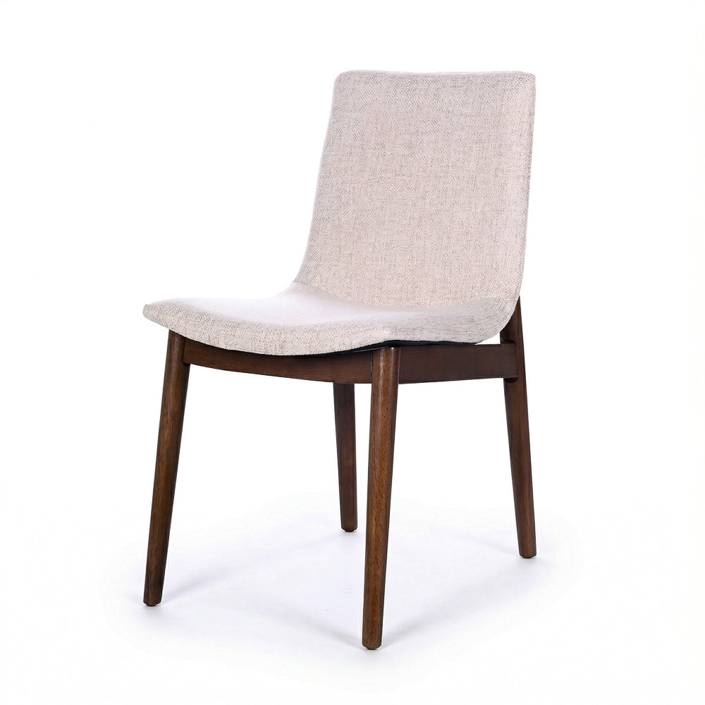 Rouka Modern Beige Fabric Dining Chair Set | Danish-Inspired Elegance | MidinMod